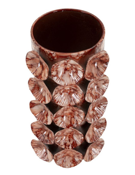 Vase moderne organique Cylindrique Hauteur 24 cm Métal Marron Drop 