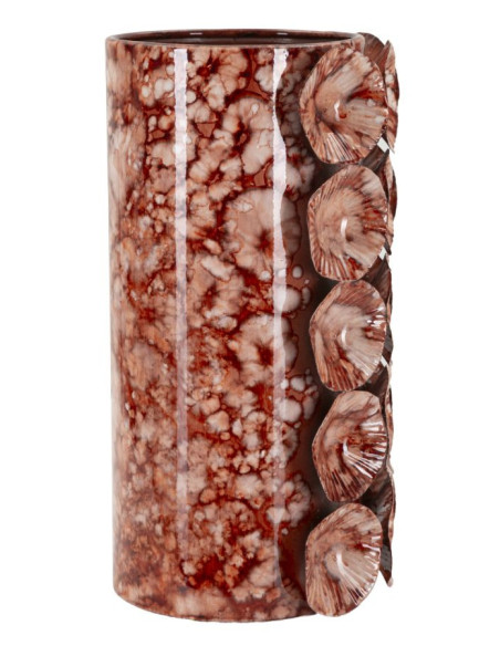 Vase moderne organique Cylindrique Hauteur 24 cm Métal Marron Drop 