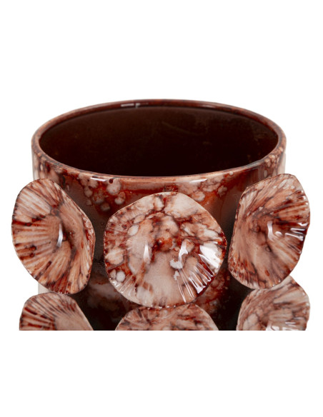 Vase moderne organique Cylindrique Hauteur 24 cm Métal Marron Drop 