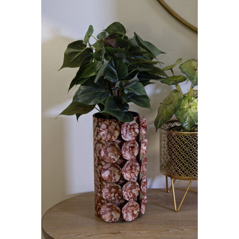 Vase moderne organique Cylindrique Hauteur 24 cm Métal Marron Drop 