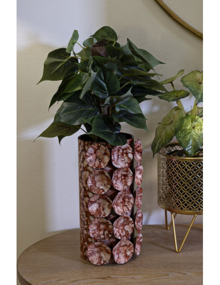 Vase moderne organique Cylindrique Hauteur 24 cm Métal Marron Drop 