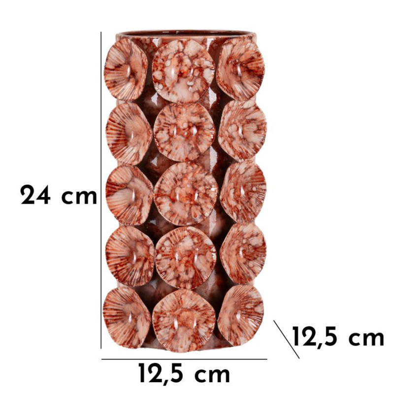 Vase moderne organique Cylindrique Hauteur 24 cm Métal Marron Drop 