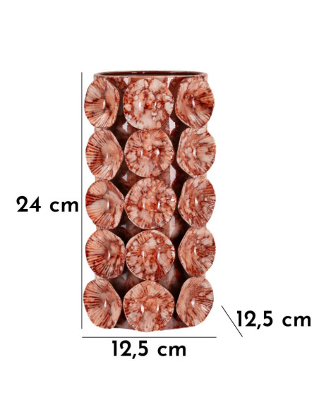 Vase moderne organique Cylindrique Hauteur 24 cm Métal Marron Drop 