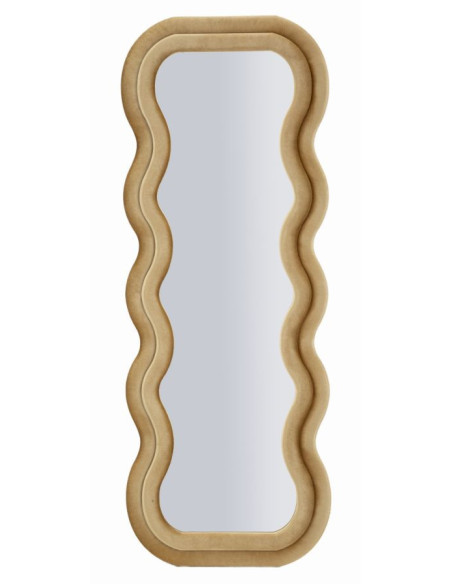 Grand Miroir mural moderne Organique 60x160 Velours Doré Bois MDF Emily 