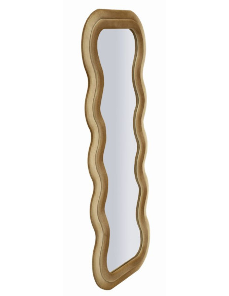 Grand Miroir mural moderne Organique 60x160 Velours Doré Bois MDF Emily 