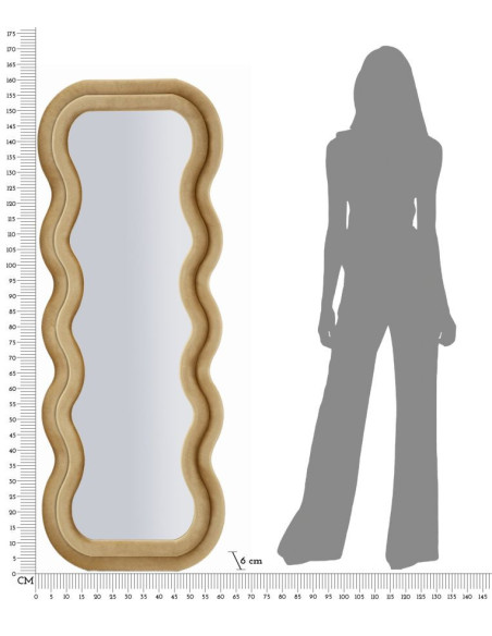 Grand Miroir mural moderne Organique 60x160 Velours Doré Bois MDF Emily 