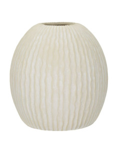 Vase moderne Rond Hauteur 38 cm Magnesium Oxide Blanc crème Motif strié Icicle 