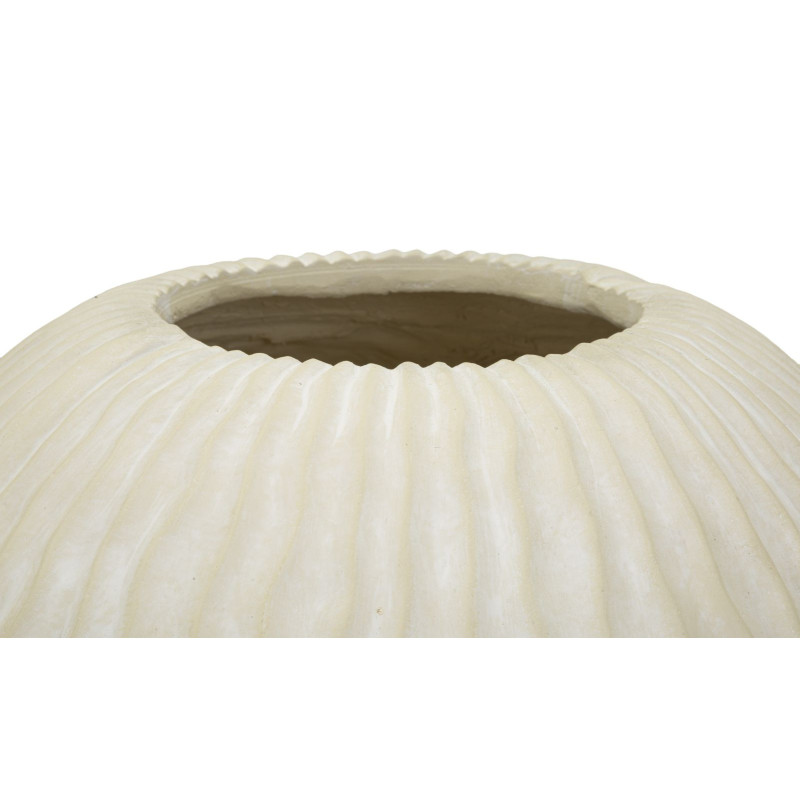 Vase moderne Rond Hauteur 38 cm Magnesium Oxide Blanc crème Motif strié Icicle 