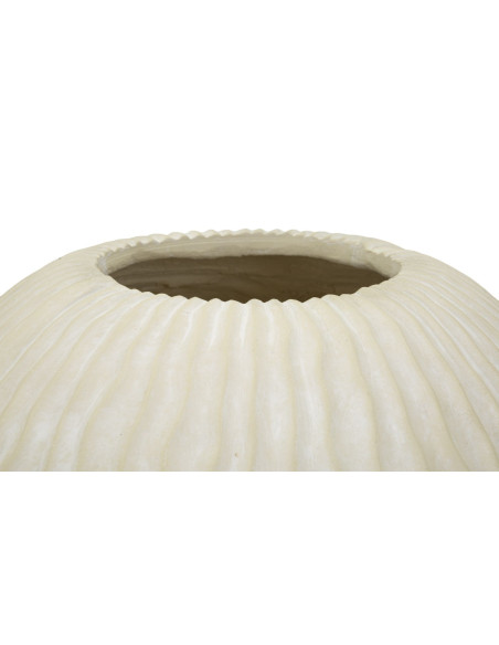 Vase moderne Rond Hauteur 38 cm Magnesium Oxide Blanc crème Motif strié Icicle 