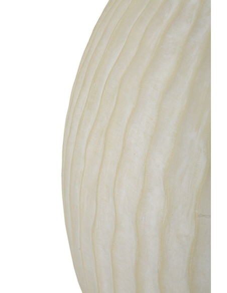 Vase moderne Rond Hauteur 38 cm Magnesium Oxide Blanc crème Motif strié Icicle 