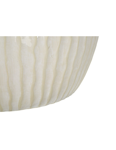 Vase moderne Rond Hauteur 38 cm Magnesium Oxide Blanc crème Motif strié Icicle 