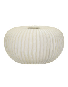 Vase moderne Rond Hauteur 23 cm Magnesium Oxide Blanc crème Motif strié Icicle 