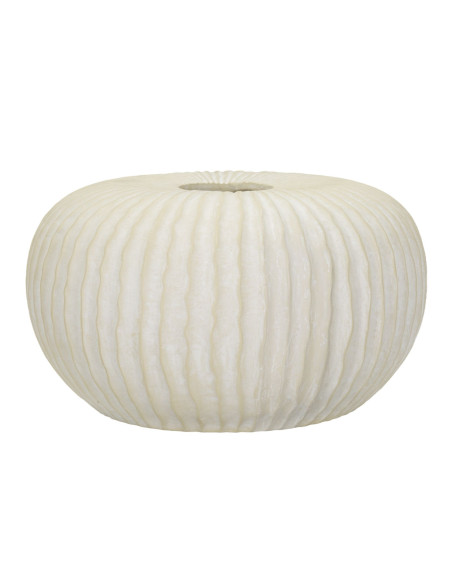Vase moderne Rond Hauteur 23 cm Magnesium Oxide Blanc crème Motif strié Icicle 