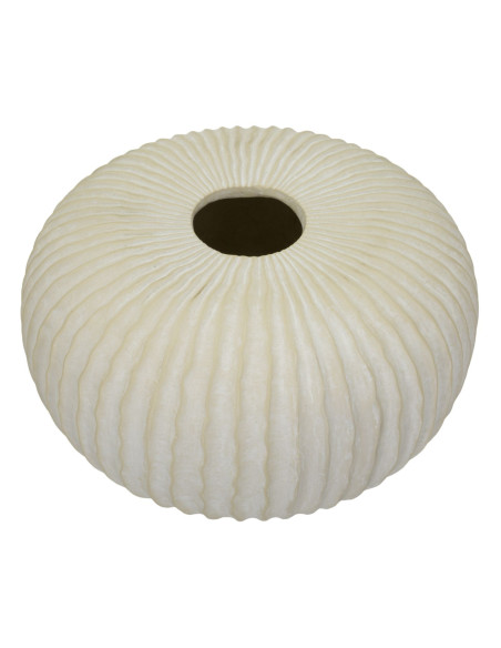 Vase moderne Rond Hauteur 23 cm Magnesium Oxide Blanc crème Motif strié Icicle 