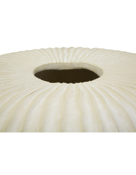 Vase moderne Rond Hauteur 23 cm Magnesium Oxide Blanc crème Motif strié Icicle 