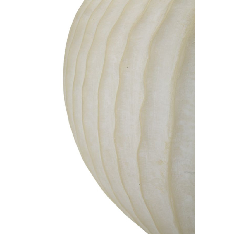 Vase moderne Rond Hauteur 23 cm Magnesium Oxide Blanc crème Motif strié Icicle 