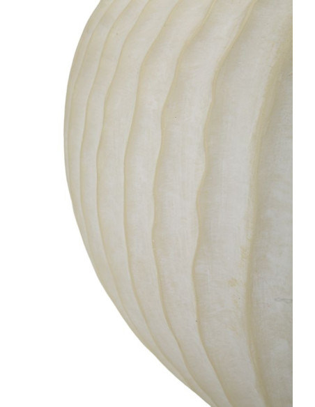 Vase moderne Rond Hauteur 23 cm Magnesium Oxide Blanc crème Motif strié Icicle 