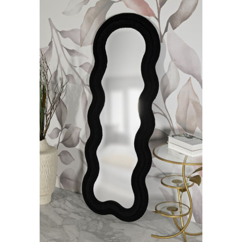 Grand Miroir mural moderne Organique 60x160 Velours Noir Bois MDF Teddy 