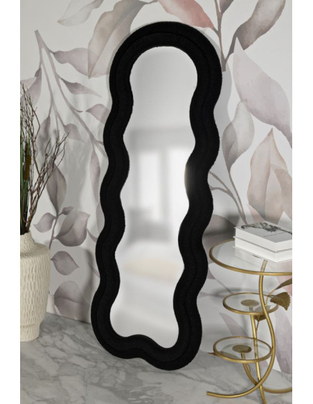 Grand Miroir mural moderne Organique 60x160 Velours Noir Bois MDF Teddy 