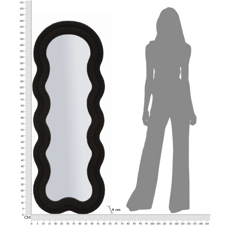 Grand Miroir mural moderne Organique 60x160 Velours Noir Bois MDF Teddy 