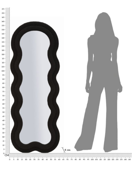 Grand Miroir mural moderne Organique 60x160 Velours Noir Bois MDF Teddy 