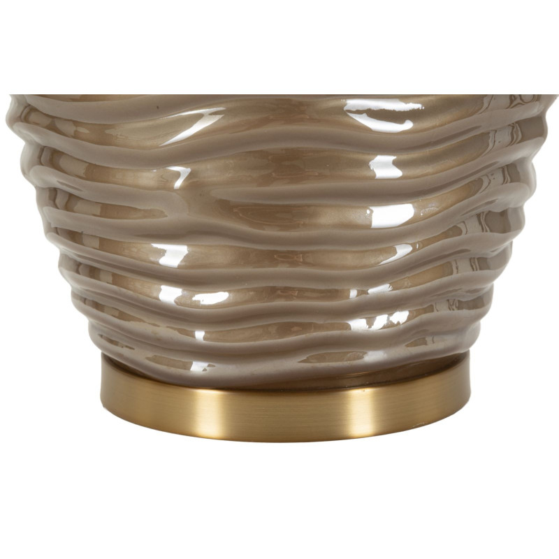 Grande Lampe à poser moderne chic Hauteur 79 cm Verre Tissu Marron Métal Doré Praga 