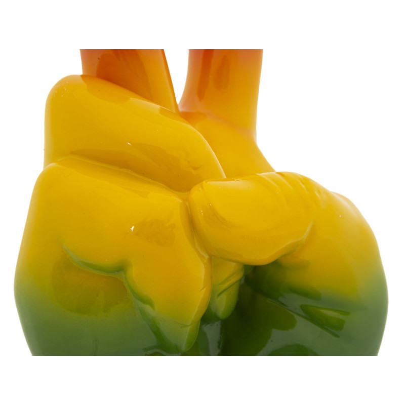 Statuette déco moderne Main Victoire Hauteur 36 cm Résine Multicolore Motif Arc en ciel Rainbow 