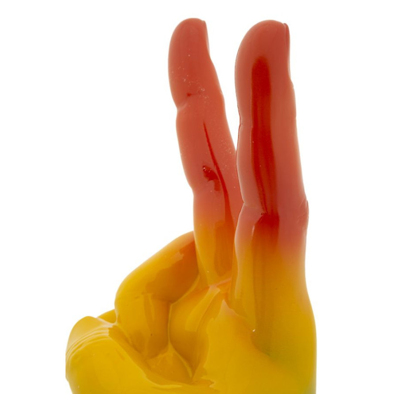 Statuette déco moderne Main Victoire Hauteur 36 cm Résine Multicolore Motif Arc en ciel Rainbow 