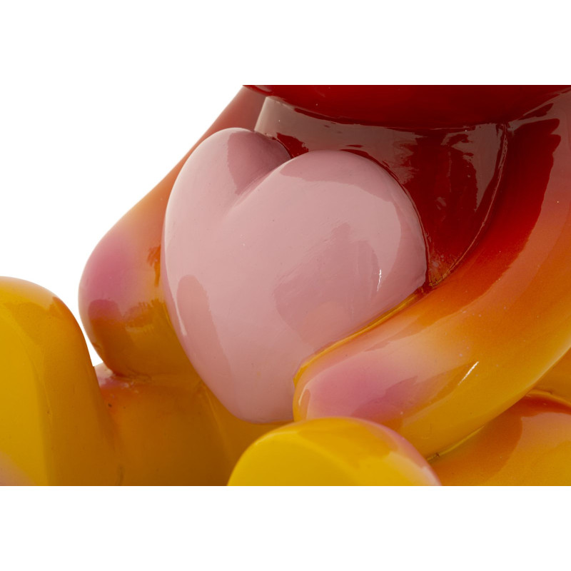 Statuette déco moderne Ourson assis Hauteur 32 cm Résine Multicolore Motif Arc en ciel Rainbow 