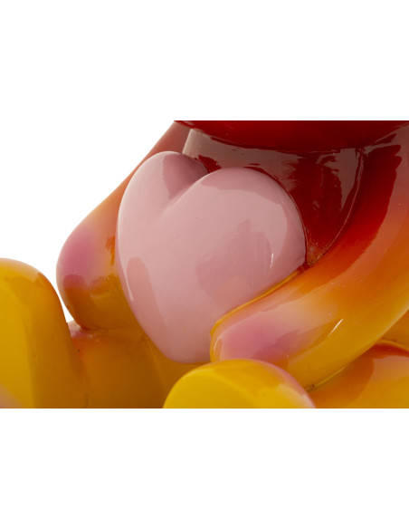 Statuette déco moderne Ourson assis Hauteur 32 cm Résine Multicolore Motif Arc en ciel Rainbow 