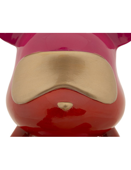 Statuette déco moderne Ourson assis Hauteur 32 cm Résine Multicolore Motif Arc en ciel Rainbow 