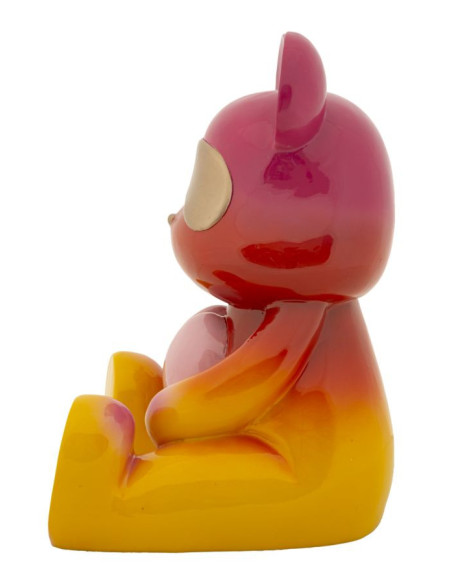 Statuette déco moderne Ourson assis Hauteur 32 cm Résine Multicolore Motif Arc en ciel Rainbow 