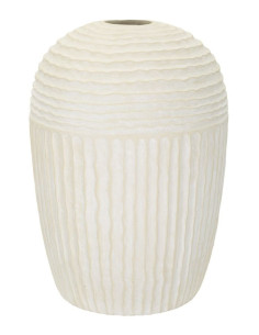 Grand Vase moderne Rond Hauteur 56 cm Magnesium Oxide Blanc crème Motif strié Icicle 