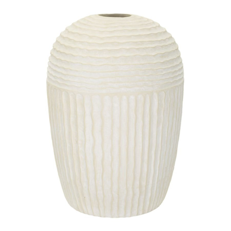 Grand Vase moderne Rond Hauteur 56 cm Magnesium Oxide Blanc crème Motif strié Icicle 
