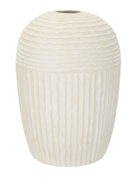 Grand Vase moderne Rond Hauteur 56 cm Magnesium Oxide Blanc crème Motif strié Icicle 