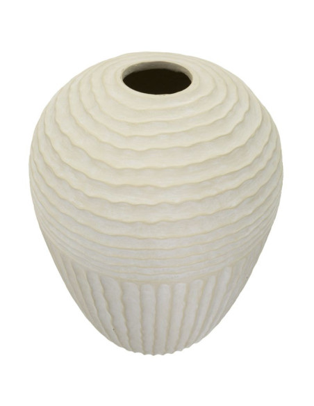Grand Vase moderne Rond Hauteur 56 cm Magnesium Oxide Blanc crème Motif strié Icicle 