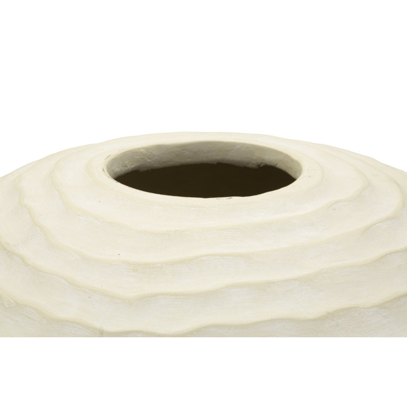 Grand Vase moderne Rond Hauteur 56 cm Magnesium Oxide Blanc crème Motif strié Icicle 