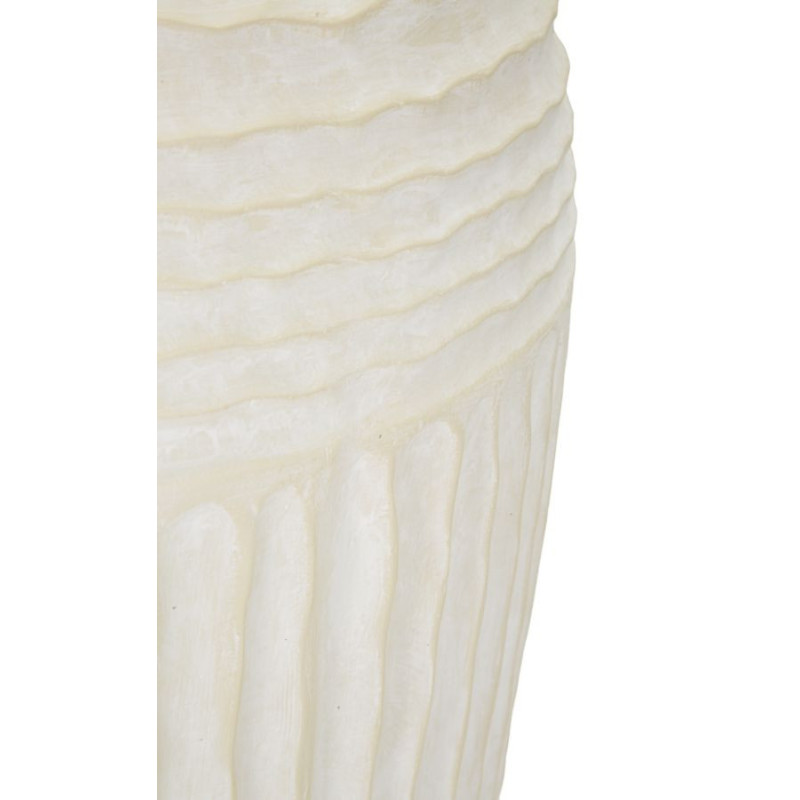 Grand Vase moderne Rond Hauteur 56 cm Magnesium Oxide Blanc crème Motif strié Icicle 