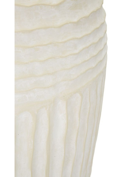 Grand Vase moderne Rond Hauteur 56 cm Magnesium Oxide Blanc crème Motif strié Icicle 