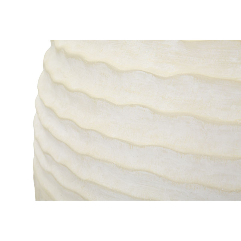 Grand Vase moderne Rond Hauteur 56 cm Magnesium Oxide Blanc crème Motif strié Icicle 
