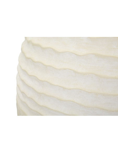 Grand Vase moderne Rond Hauteur 56 cm Magnesium Oxide Blanc crème Motif strié Icicle 