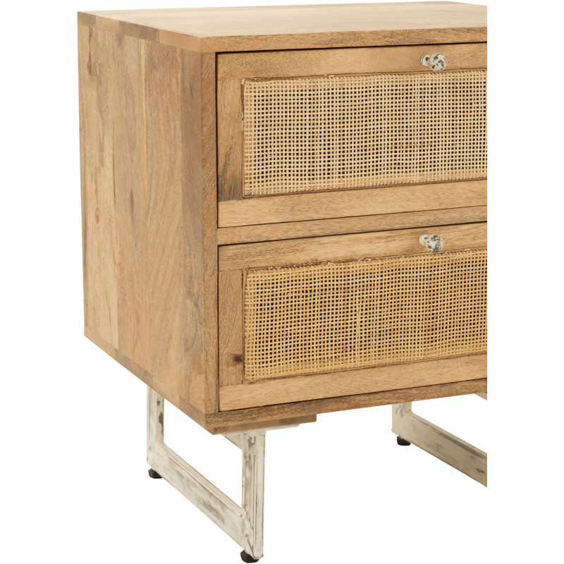 Table de chevet Weaving 2 tiroirs en Bois de manguier Naturel Rotin Naturel - 6