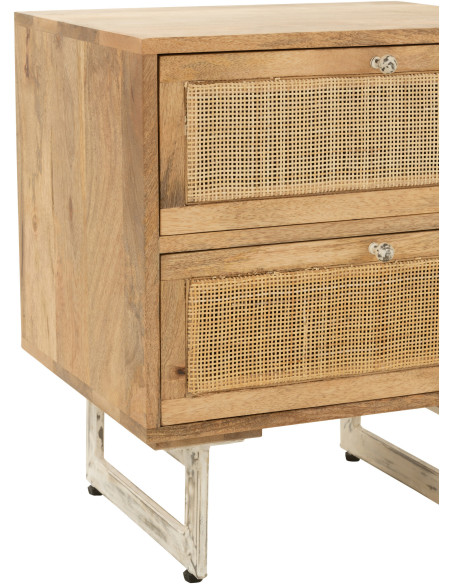 Table de chevet Weaving 2 tiroirs en Bois de manguier Naturel Rotin Naturel - 6