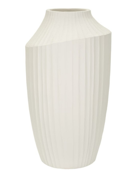 Grand Vase moderne Rond Hauteur 50 cm Magnesium oxide Blanc crème Ice 