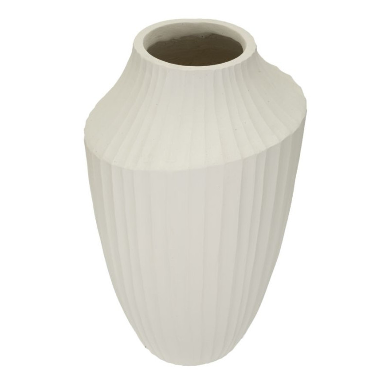 Grand Vase moderne Rond Hauteur 50 cm Magnesium oxide Blanc crème Ice 