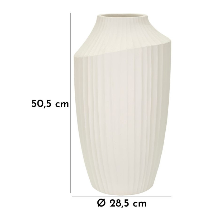 Grand Vase moderne Rond Hauteur 50 cm Magnesium oxide Blanc crème Ice 