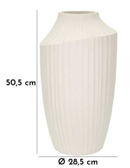 Grand Vase moderne Rond Hauteur 50 cm Magnesium oxide Blanc crème Ice 