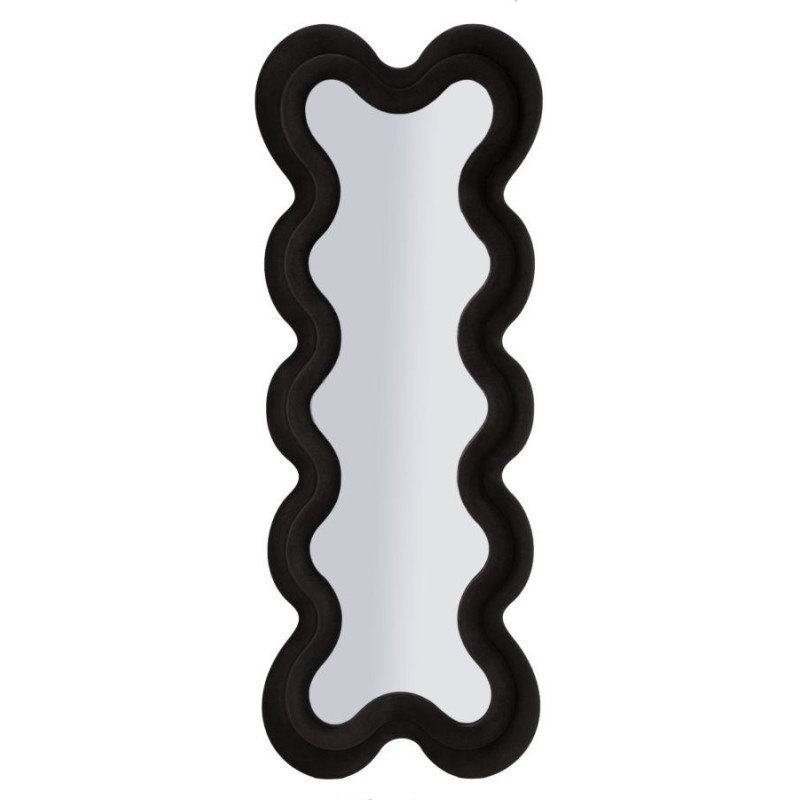 Grand Miroir mural moderne Organique 58x160 Velours Noir Bois MDF Monica 