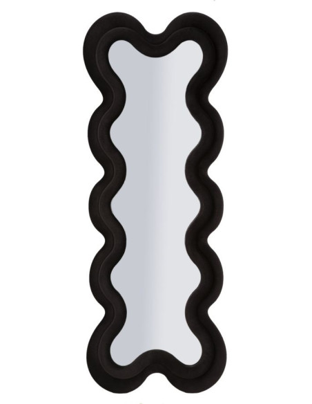 Grand Miroir mural moderne Organique 58x160 Velours Noir Bois MDF Monica 