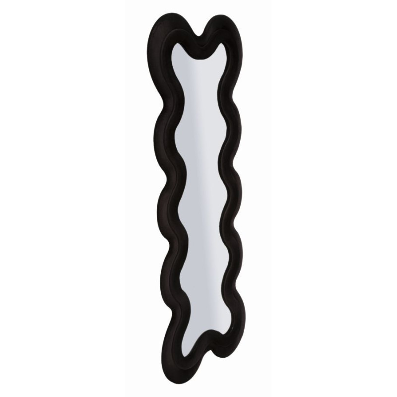Grand Miroir mural moderne Organique 58x160 Velours Noir Bois MDF Monica 